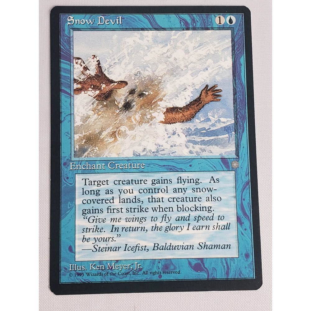 Magic The Gathering Snow Devil Ice Age Blue Enchantment‎ Ken Meyer Jr 1995 MTG